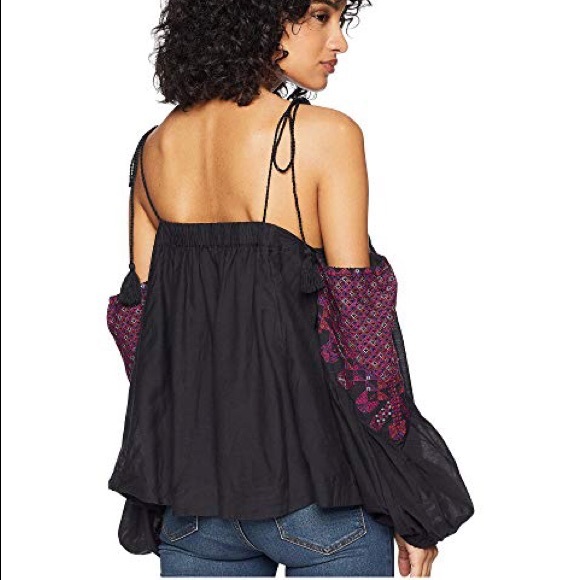 NWT Free People Embroidered Off Shoulder Top Sz M - Picture 3 of 7